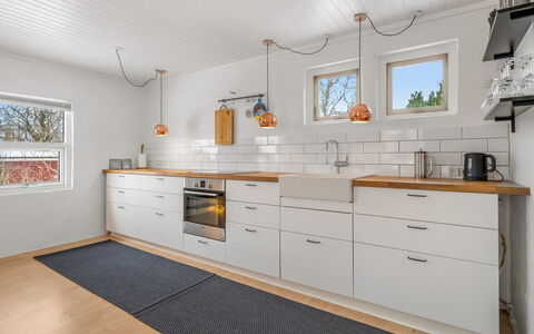 Menke - 300M from the Sea: Flooring, Kitchen, Wood, Floor, Countertop, Cabinetry, Interior Design, Kitchen Appliance, Wood Flooring, Home