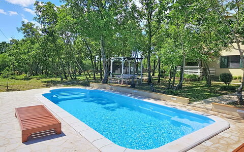 Country Pleasures Cottage: Blue, Swimming Pool, Outdoor Furniture, Composite Material, Leisure, Shade, Resort, Garden, Backyard, Landscaping