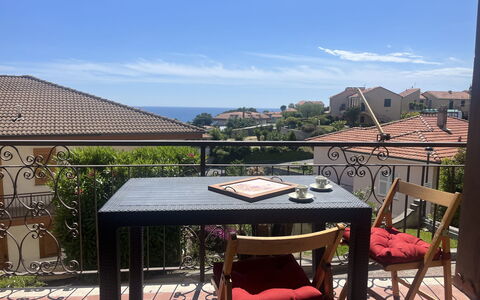 Titti e Giba: Furniture, Outdoor Furniture, Chair, Table, Outdoor Table, Kitchen & Dining Room Table, Balcony, Coffee Table, Shade, Patio