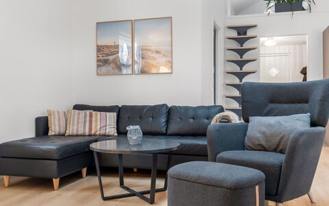 Algut - 80M from the Sea: Furniture, Interior Design, Flooring, Floor, Wood, Living Room, Table, Couch, Coffee Table, Room