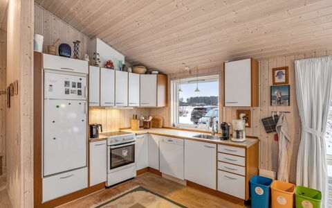 Gebko - 750M from the Sea: Wood, Kitchen, Major Appliance, Ceiling, Kitchen Appliance, Countertop, Furniture, Interior Design, Room, Flooring