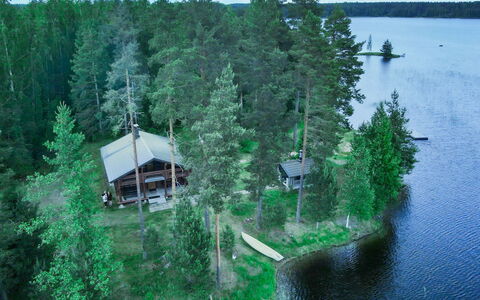 Sinikello: Tree, Cottage, Bank, Forest, Woodland, Log Cabin, Lake, Hut, Larch