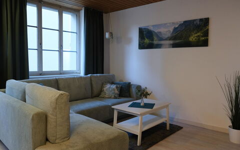 Apartment Goldey: Furniture, Interior Design, Flooring, Couch, Floor, Wood, Apartment, Room, Living Room, Ceiling