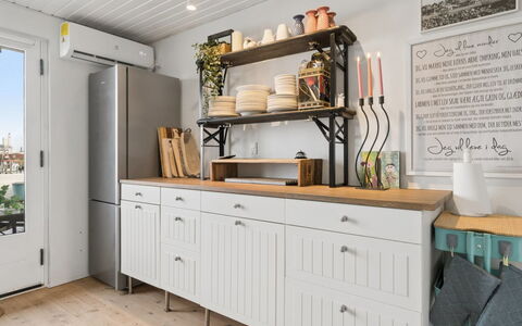 Ljubinka - 5M from the Sea: Kitchen, Furniture, Cabinetry, Wood, Interior Design, Countertop, Kitchen Appliance, Flooring, Cupboard, Drawer