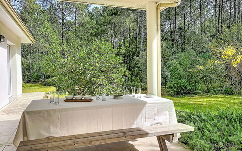 Hibiscus 10: Furniture, Wood, Outdoor Furniture, Table, Outdoor Table, Chair, Kitchen & Dining Room Table, Deck, Hardwood, Porch