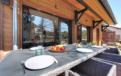 Maison Carnot: Furniture, Wood, Outdoor Furniture, Table, Outdoor Table, Chair, Kitchen & Dining Room Table, Deck, Hardwood, Porch
