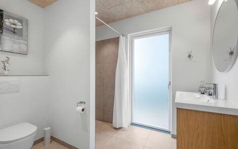 Helina - 250M to the Fjord: Flooring, Floor, Ceiling, Interior Design, Plumbing Fixture, Plumbing, Room, Sink, Apartment, Bathroom