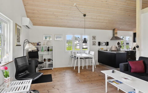 Annelouise - 180M to the Fjord: Furniture, Wood, Interior Design, Flooring, Floor, Chair, Room, Ceiling, Living Room, Apartment