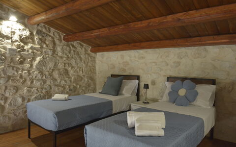 Villa Palmento: Wall, Furniture, Interior Design, Bedroom, Floor, Flooring, Bed, Ceiling, Room, Bed Frame