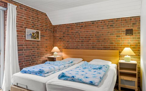 Ullamaj - 700M from the Sea: Bedroom, Bed, Bedding, Bed Sheet, Furniture, Bed Frame, Interior Design, Linens, Pillow, Brick
