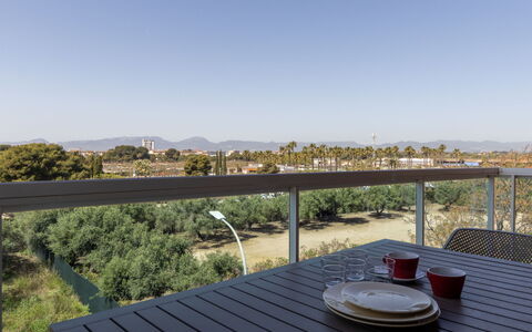 Ainhoa: Furniture, Chair, Outdoor Furniture, Outdoor Table, Balcony, Kitchen & Dining Room Table, Shade, Hardwood, Wood Stain, Coffee Table