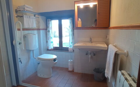 Villa Campo al Vento - Country Farm: Flooring, Floor, Interior Design, Plumbing Fixture, Door, Bathroom Sink, Room, Sink, Plumbing, Bathroom