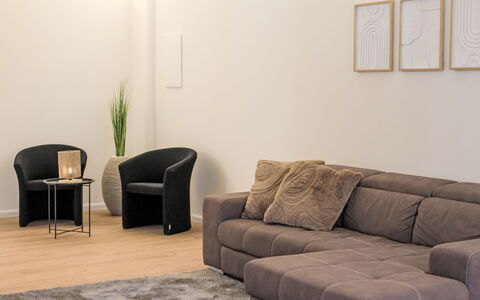 Terrazza Segreta: Furniture, Couch, Flooring, Floor, Interior Design, Living Room, Wood, Wood Flooring, Home