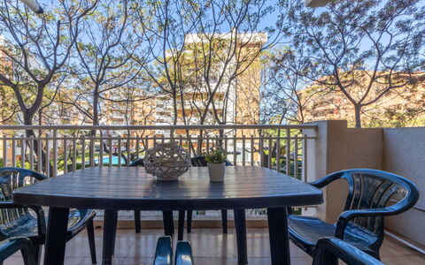 Nuevo Forum: Furniture, Chair, Table, Outdoor Table, Outdoor Furniture, Kitchen & Dining Room Table, Balcony, Shade, Deck, Hardwood