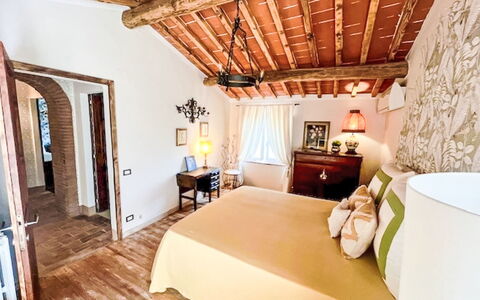 Il Sogno Toscano: Furniture, Wall, Bed, Interior Design, Bedroom, Flooring, Floor, Wood, Ceiling, Bed Sheet