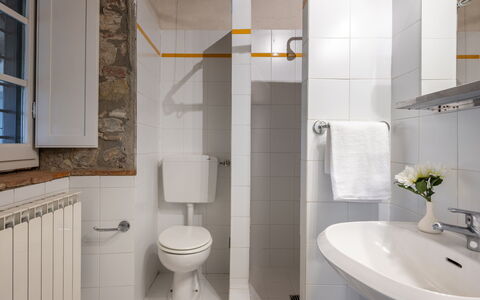 Maison Badia a Passignano: Bathroom, Toilet Seat, Bathroom Sink, Plumbing Fixture, Wall, Sink, Interior Design, Toilet, Flooring, Floor