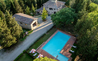 Maison Badia a Passignano: Estate, Swimming Pool, Hacienda, Villa, Mansion, Farmhouse, Yard, Landscaping, Larch