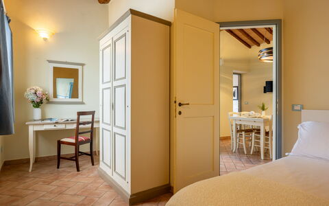 Casa Stella Serena, Casole D'Elsa, Pool: Interior Design, Wall, Ceiling, Room, Floor, Flooring, Furniture, Bedroom, Lighting, Home