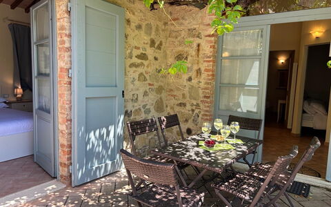 Casa Stella Serena, Podere le Scopaie, Pool: Furniture, Outdoor Furniture, Door, Chair, Flowerpot, Outdoor Table, Houseplant, Shade, Backyard, Patio