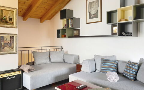 La Torre a Dorio: Furniture, Interior Design, Wall, Couch, Flooring, Room, Wood, Floor, Living Room, Picture Frame