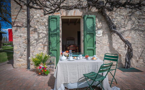 Preseglie Lake Garda: Furniture, Outdoor Furniture, Table, Outdoor Table, Chair, Door, Garden, Spring, Kitchen & Dining Room Table, Shade