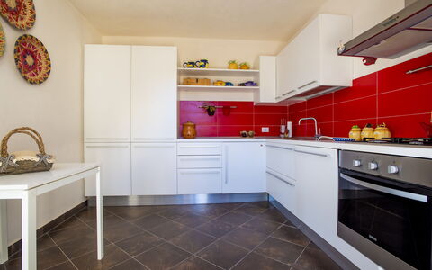 Tenuta Renna: Kitchen, Countertop, Kitchen Appliance, Interior Design, Flooring, Major Appliance, Cabinetry, Furniture, Floor, Home