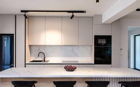 Antica: Kitchen, Furniture, Interior Design, Flooring, Wall, Light Fixture, Wood, Countertop, Floor, Ceiling