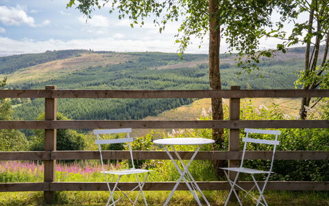 Highland Hillside Retreat: Furniture, Outdoor Furniture, Wood, Chair, Table, Outdoor Table, Folding Chair, Spring, Garden, Wood Stain