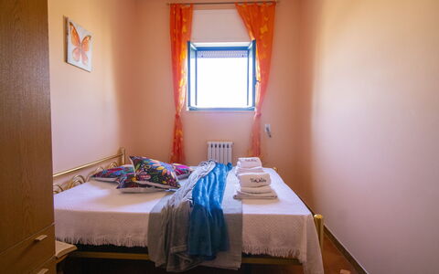Elena'S House in Otranto: Bed, Bedroom, Wall, Bed Sheet, Floor, Interior Design, Bedding, Wood, Flooring, Furniture
