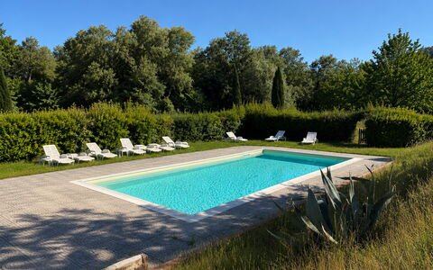 Civico108 Vacation Home, Pool, Castellina in Chian: Swimming Pool, Garden, Lawn, Estate, Landscaping, Farmhouse, Outdoor Furniture, Yard, Hacienda, Backyard