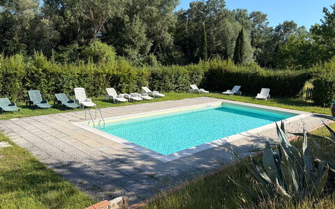 Civico108 Vacation Home, Pool, Castellina in Chian: Swimming Pool, Outdoor Furniture, Garden, Resort, Backyard, Lawn, Estate, Shade, Landscaping, Yard