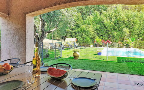 Villa Dolce Vita: Furniture, Table, Chair, Outdoor Furniture, Garden, Kitchen & Dining Room Table, Swimming Pool, Outdoor Table, Shade, Resort