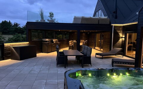 Brigita - 100M to the Fjord: Roof, Composite Material, Deck, Swimming Pool, Shade, Patio, Outdoor Furniture, Chair, Design, Eco Hotel