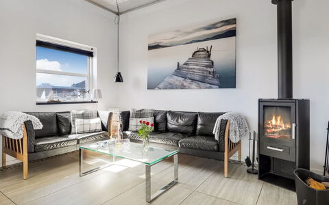 Vaska - 75M from the Sea: Furniture, Flooring, Interior Design, Floor, Living Room, Couch, Chair, Wood Flooring, Hearth