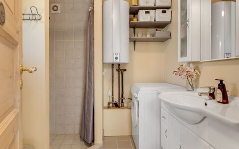 Sinnika - 550M from the Sea: Plumbing Fixture, Interior Design, Bathroom, Flooring, Sink, Floor, Bathroom Sink, Bathroom Cabinet, Toilet, Cabinetry