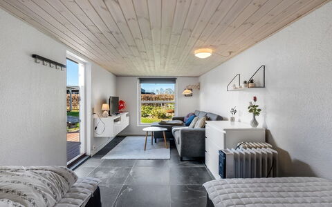 Nisse - 300M from the Sea: Wood, Furniture, Ceiling, Interior Design, Apartment, Chair, Living Room, Hardwood, Design