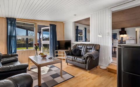 Nisse - 300M from the Sea: Wood, Furniture, Interior Design, Ceiling, Floor, Flooring, Home, Couch, Living Room, Room