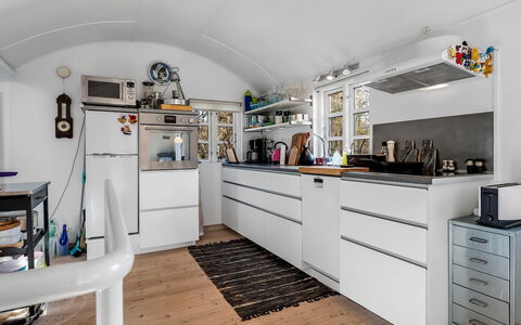 Norman - 100M from the Sea: Kitchen, Flooring, Interior Design, Major Appliance, Floor, Countertop, Room, Kitchen Appliance, Ceiling, Cabinetry