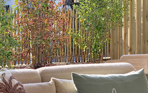 Villa Armorique: Furniture, Balcony, Shade, Garden, Outdoor Furniture, Chair, Porch, Yard, Landscaping, Backyard
