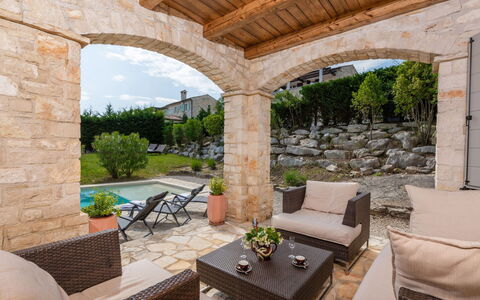 Habibi: Furniture, Balcony, Shade, Garden, Outdoor Furniture, Chair, Porch, Yard, Landscaping, Backyard