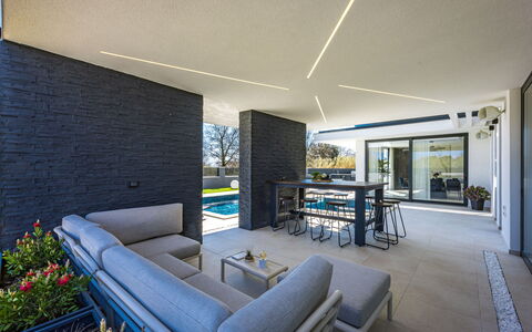 Asper: Furniture, Balcony, Shade, Garden, Outdoor Furniture, Chair, Porch, Yard, Landscaping, Backyard