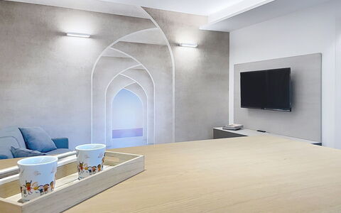 Renza: Furniture, Interior Design, Flooring, Chair, Floor, Table, Kitchen & Dining Room Table, Shade, Ceiling, Wood Stain
