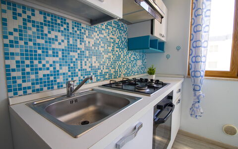 Mediterranea'S House Otranto: Kitchen, Flooring, Interior Design, Floor, Countertop, Kitchen Sink, Major Appliance, Plumbing Fixture, Tap, Room