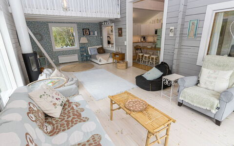 Teurajärven Helmi: Interior Design, Furniture, Wood, Couch, Ceiling, Flooring, Living Room, Floor, Home, Room