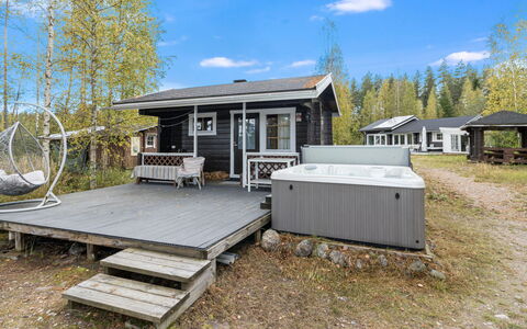 Teurajärven Helmi: House, Cottage, Home, Log Cabin, Deck, Garden Buildings, Siding, Porch, Yard