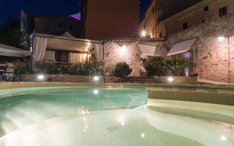 Residence Borgodamare: Night, Architecture, Swimming Pool, Resort, Landscape Lighting, Midnight, Security Lighting, Courtyard, Hacienda, Light Fixture