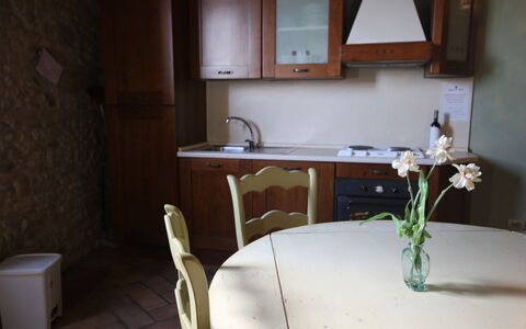 Residence Borgodamare: Furniture, Wood, Flooring, Interior Design, Floor, Kitchen & Dining Room Table, Kitchen, Table, Countertop, Room