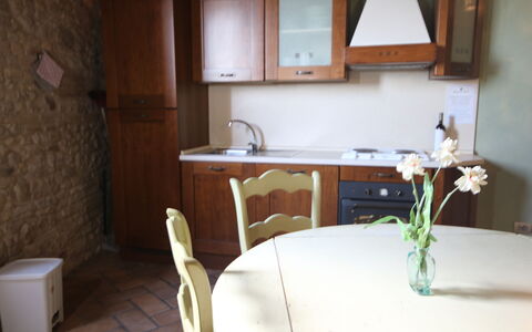 Residence Borgodamare: Furniture, Wood, Flooring, Interior Design, Floor, Countertop, Kitchen, Cabinetry, Table, Kitchen & Dining Room Table