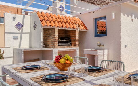 L'Ametlla de Mar 388: Furniture, Chair, Table, Outdoor Furniture, Outdoor Table, Kitchen & Dining Room Table, Shade, Patio, Outdoor Structure, Design