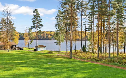Villa Sinikka 1: Tree, Grass, Green, Leaf, Natural Landscape, Landscape, Land Lot, Bank, Garden